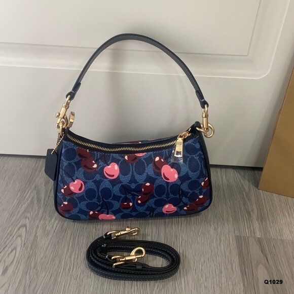 Coach Cute Cherry Pattern Crescent Bag Underarm Bag Shoulder Bag - Picture 1 of 8